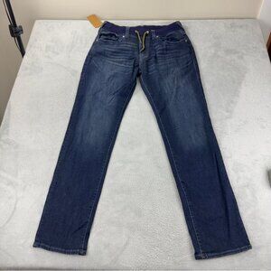 True Religion NWT Men's Size 33x33 Blue Denim Jeans Straight Leg w/Drawstrings
